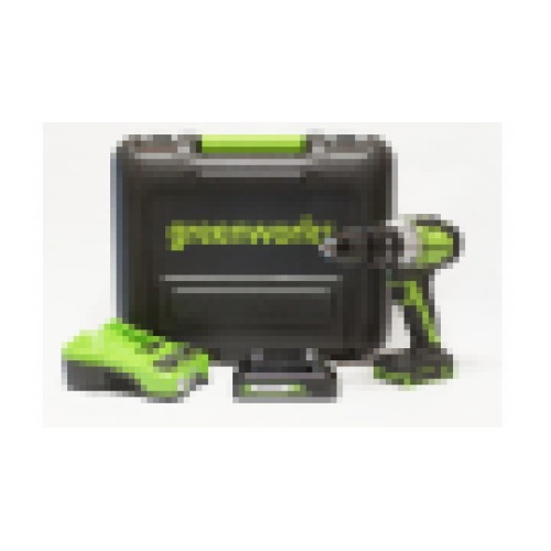 Дрель-шуруповерт ударная аккум. Greenworks 24V GD24DD60K2 60Нм в кейсе